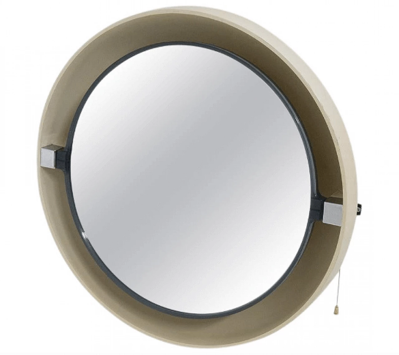 Round plastic backlit mirror by Allibert, 1970s 1