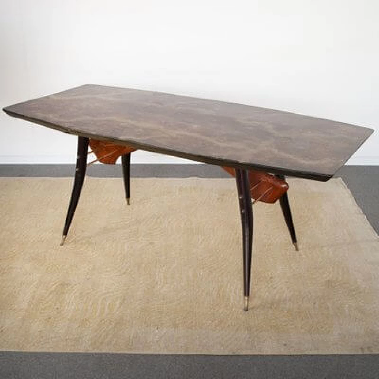 Walnut table with black lacquered wood frame, 1960s 3