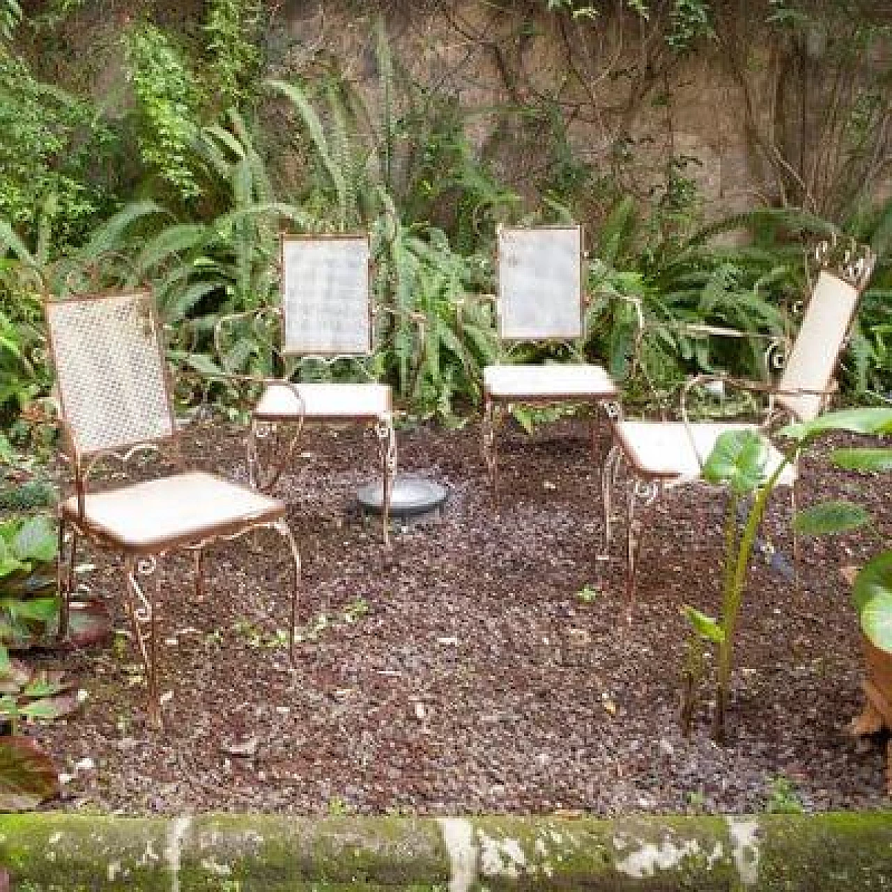 4 Sedie in ferro battuto bianco, anni '50 2