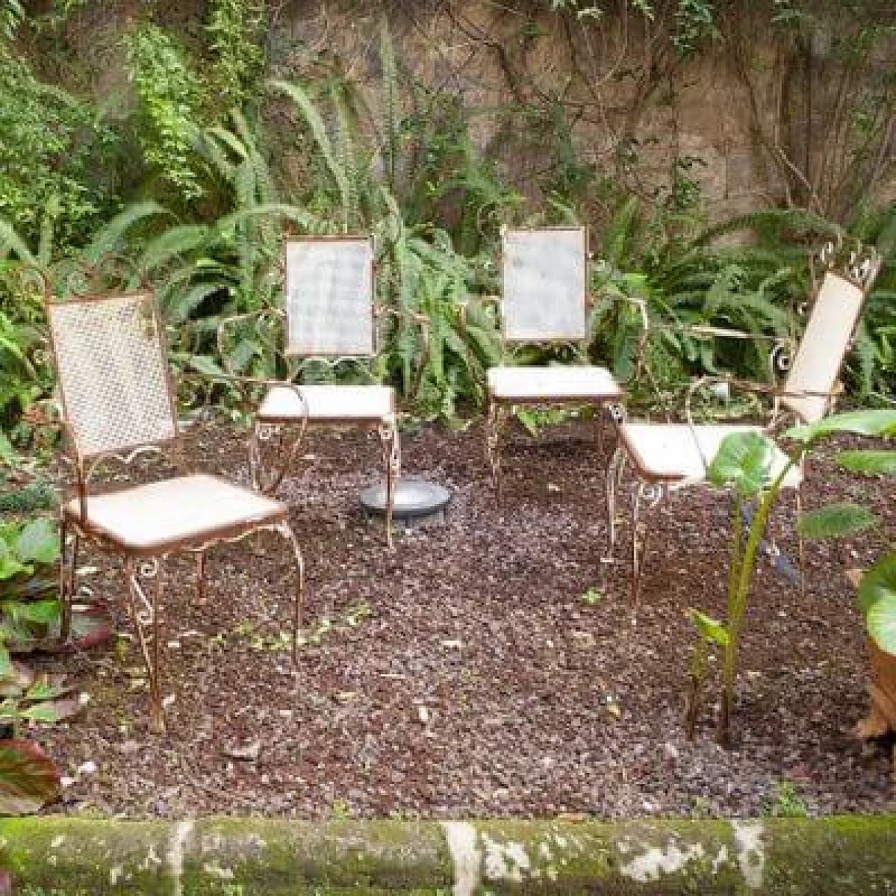 4 Sedie in ferro battuto bianco, anni '50 6