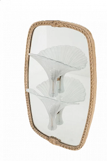 Pair of mirrors with glass sconces by Venini, 1950s