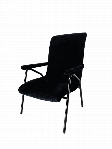 Armchair in black velvet and tubular iron, 1960s