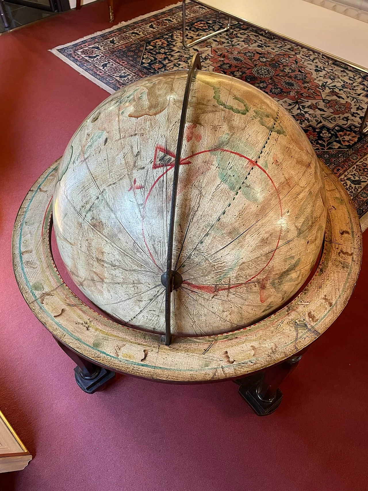 Floor globe painted with plant designs, late 19th century 1