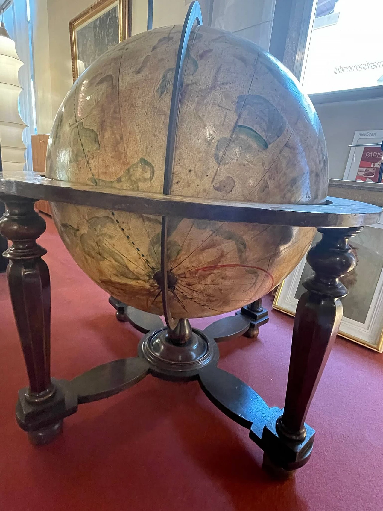 Floor globe painted with plant designs, late 19th century 2