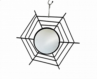 Black tubular mirror in the shape of a spider's web, 1960s