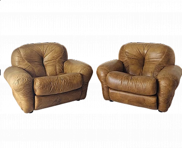Pair of leather armchairs, 1970s