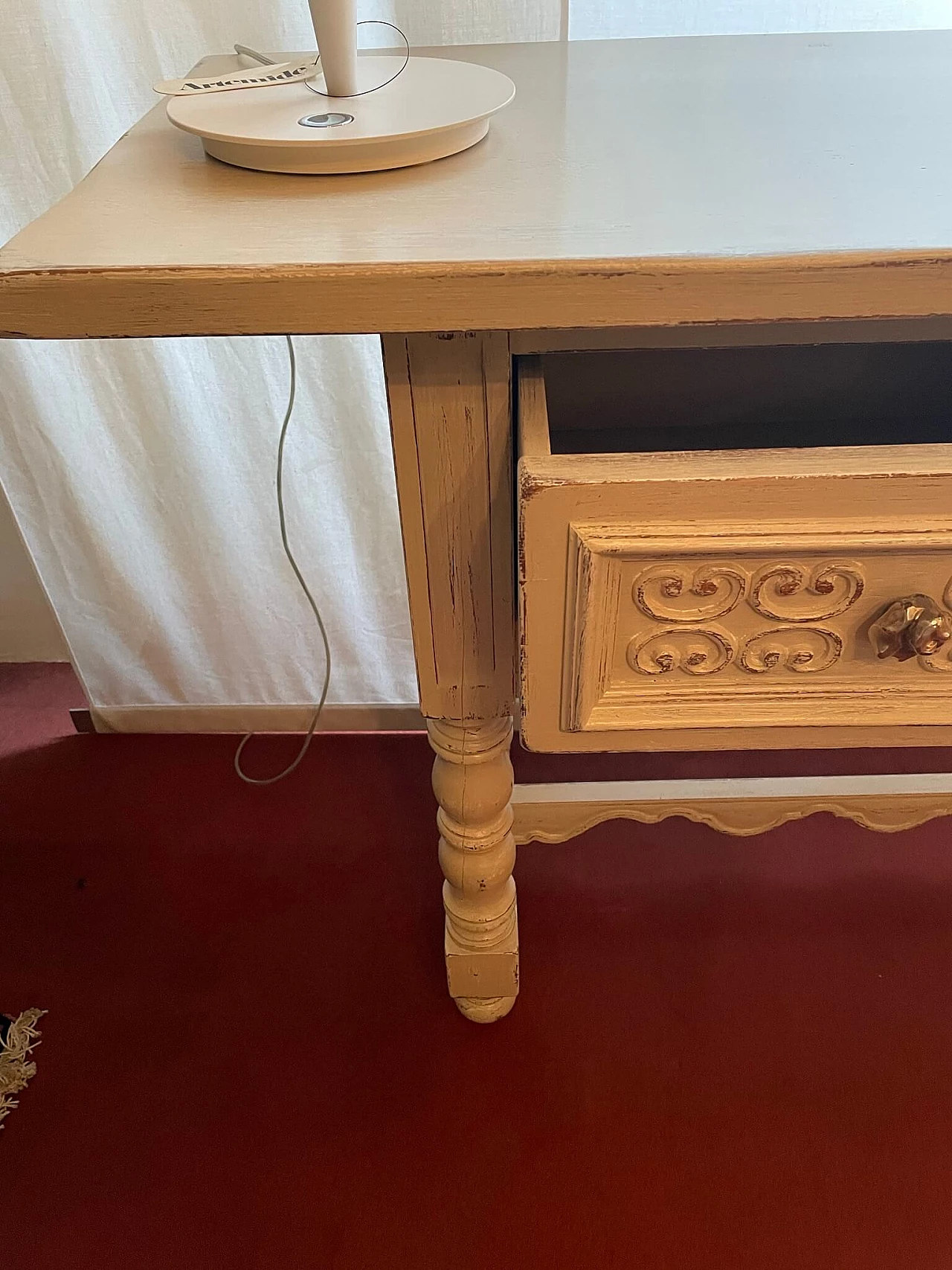White pickled wooden console table, 20th century 2