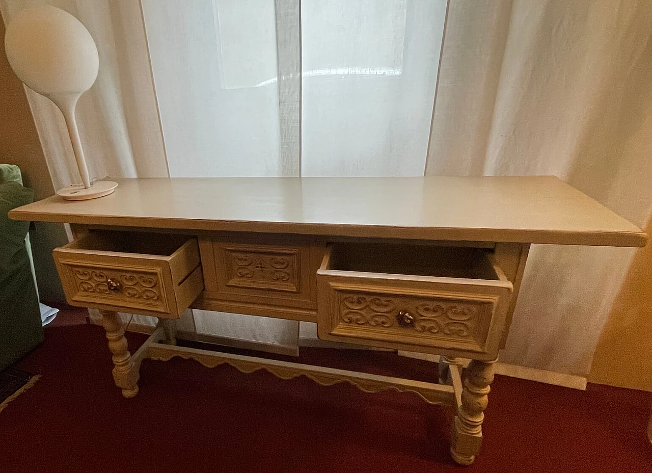 White pickled wooden console table, 20th century 3