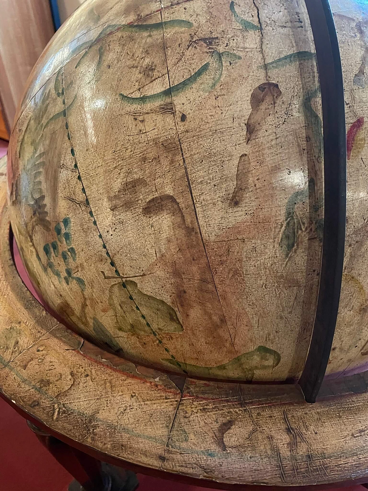 Floor globe painted with plant designs, late 19th century 4