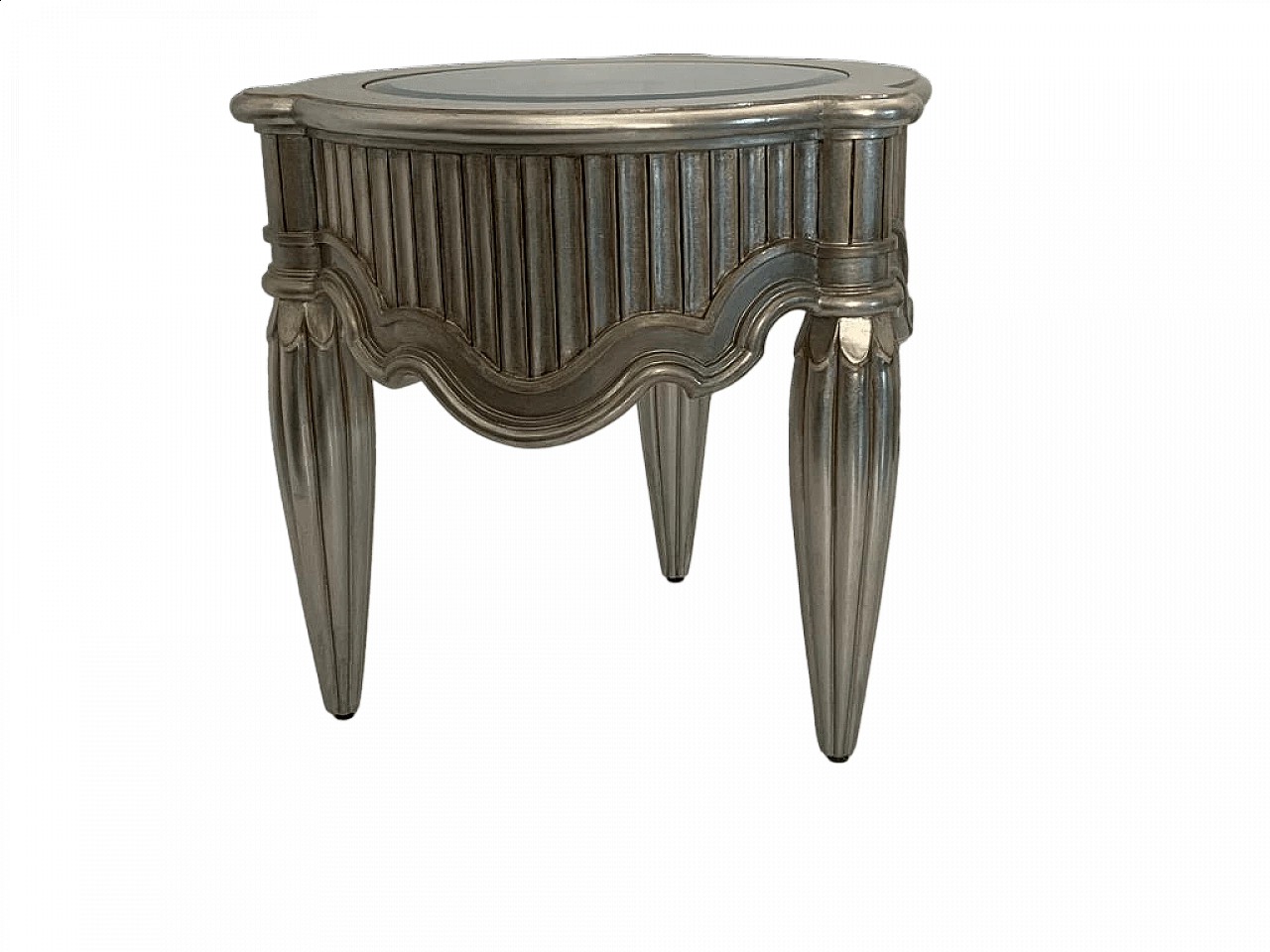 Silver-covered coffee table with glass top by Lam Lee Group, 1990s 8