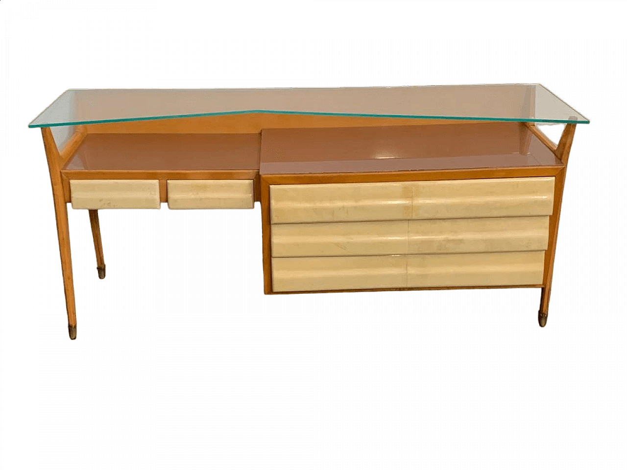 Maple, parchment and glass chest of drawers attributed to Silvio Cavatorta, 1950s 13