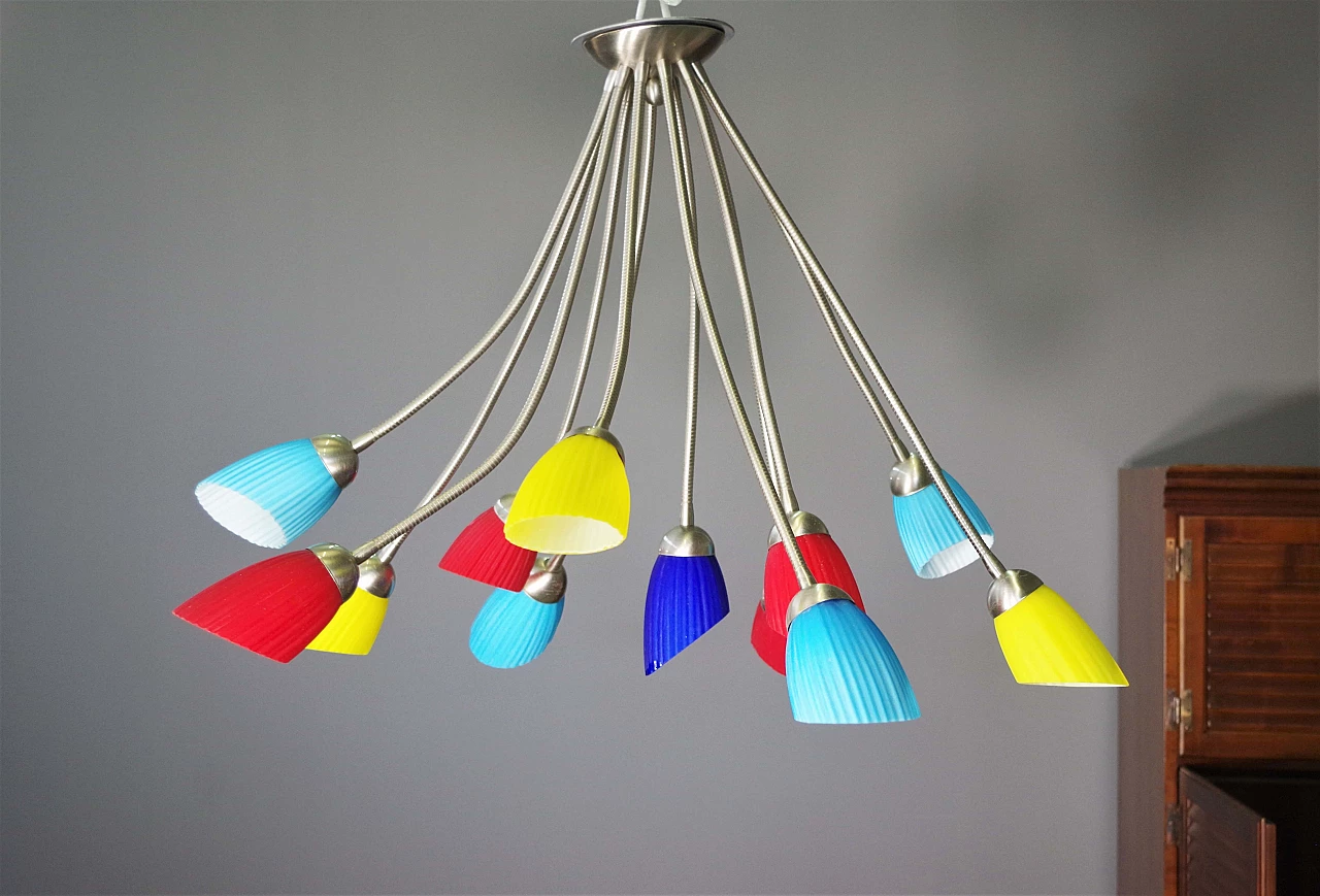 Lampadario De Majo in vetro di Murano collezione Poli Pò, anni '80 4