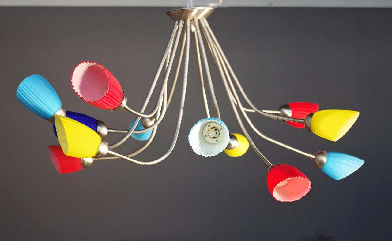 Lampadario De Majo in vetro di Murano collezione Poli Pò, anni '80 6