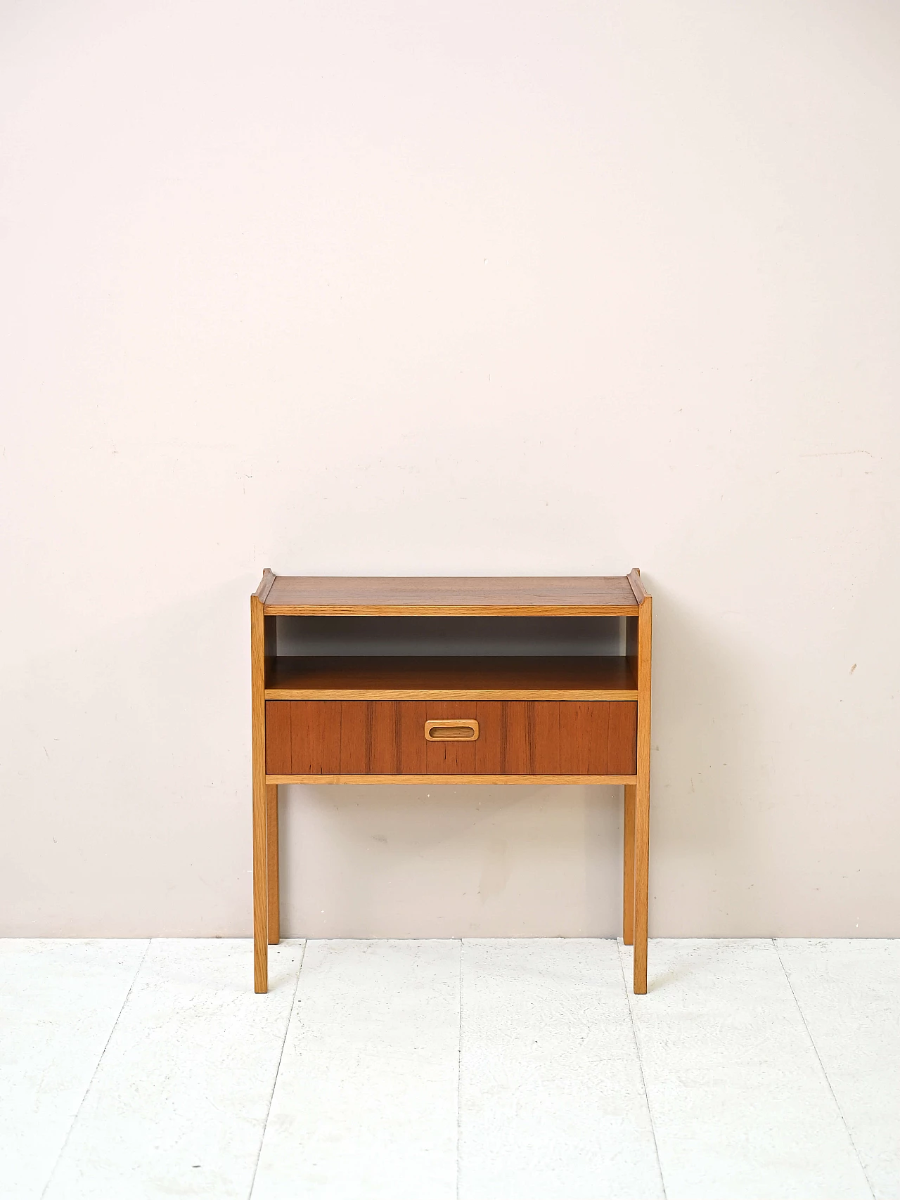 Teak bedside table with drawer, 1950s 2