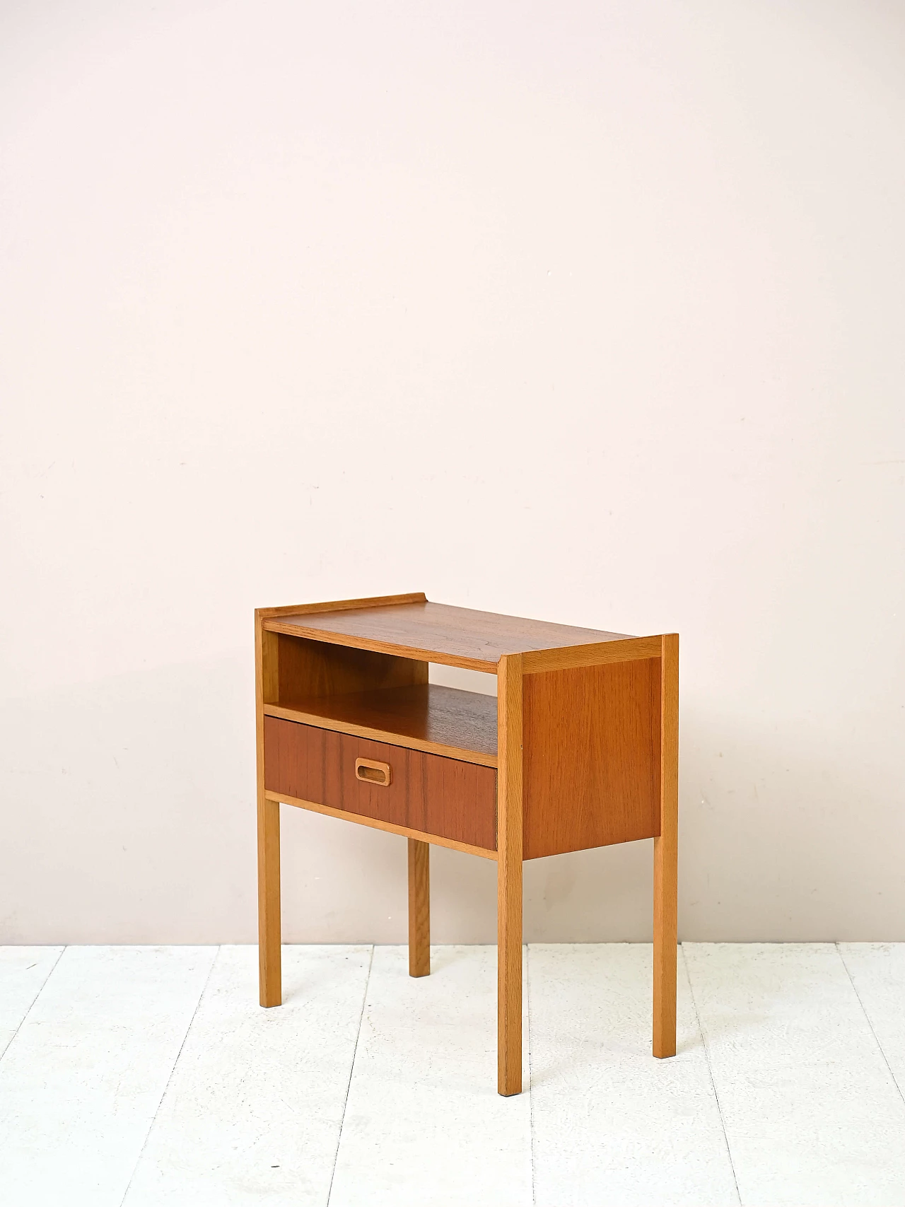 Teak bedside table with drawer, 1950s 4