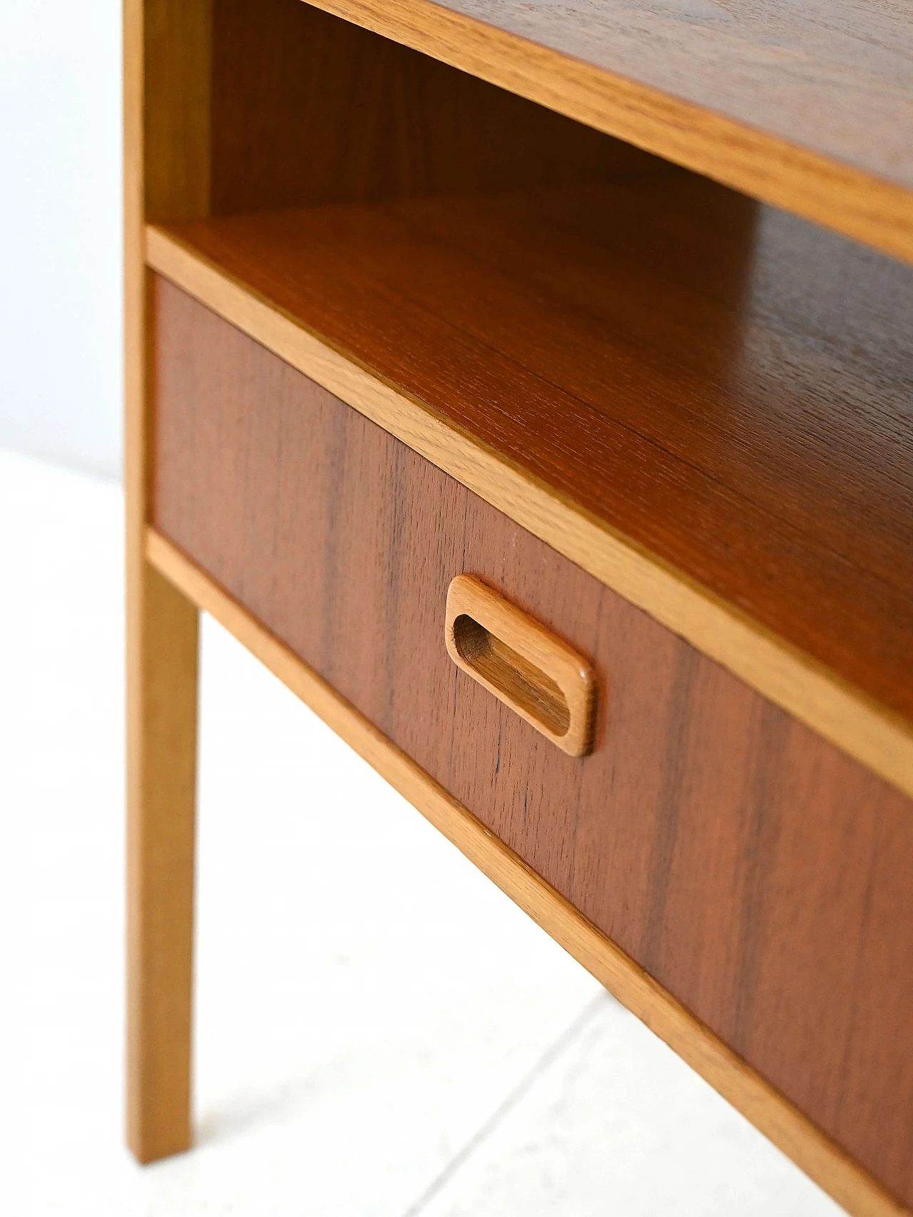 Teak bedside table with drawer, 1950s 9