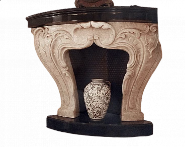 Honey onyx fireplace in Baroque style, 1940s