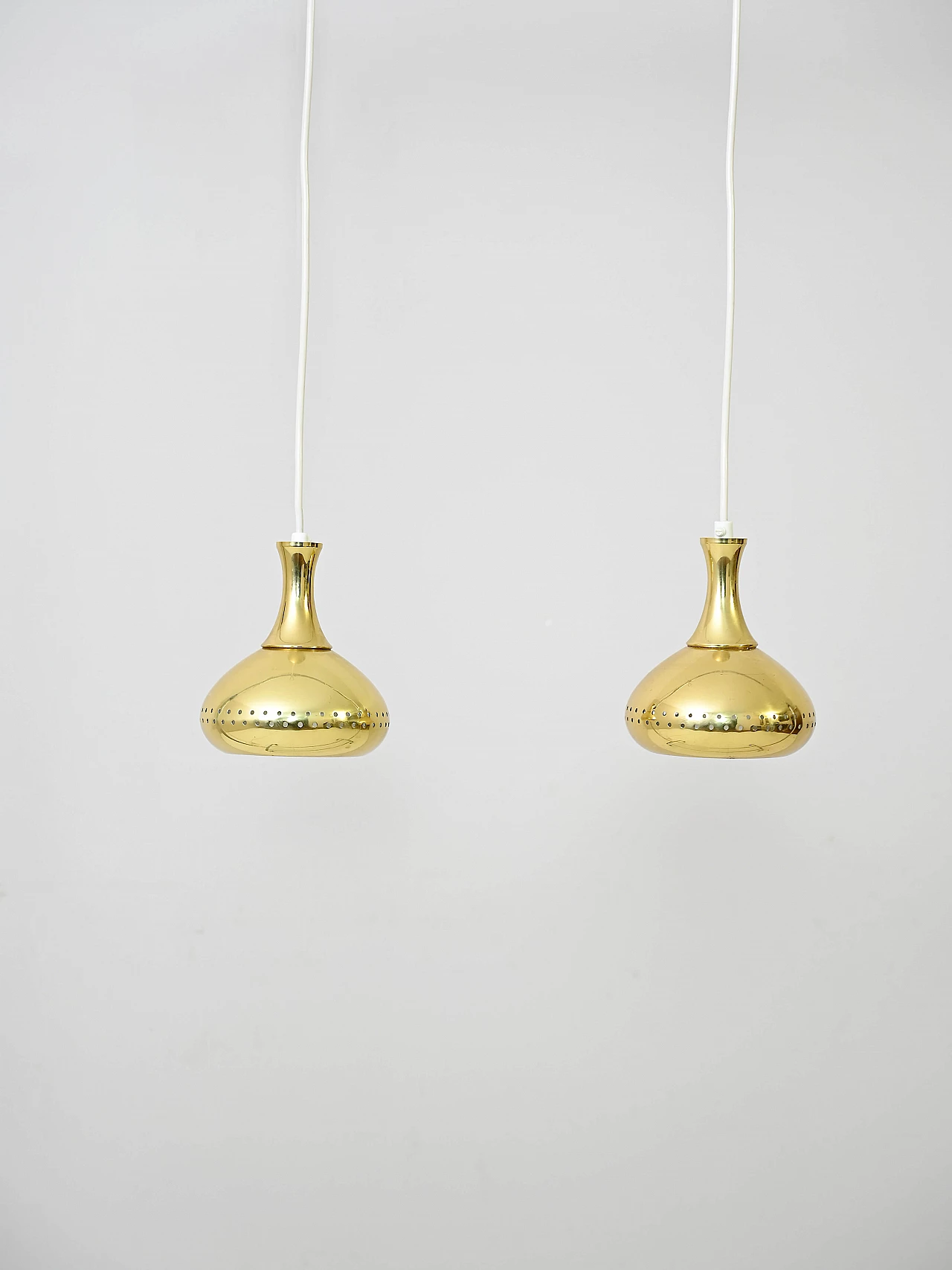 Pair of brass pendant lamps by Hans-Agne Jakobsson for Markaryd, 1950s 1