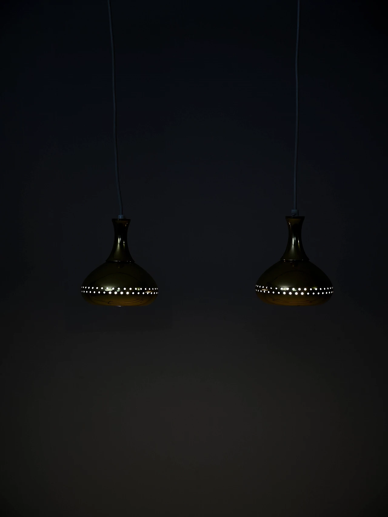 Pair of brass pendant lamps by Hans-Agne Jakobsson for Markaryd, 1950s 2
