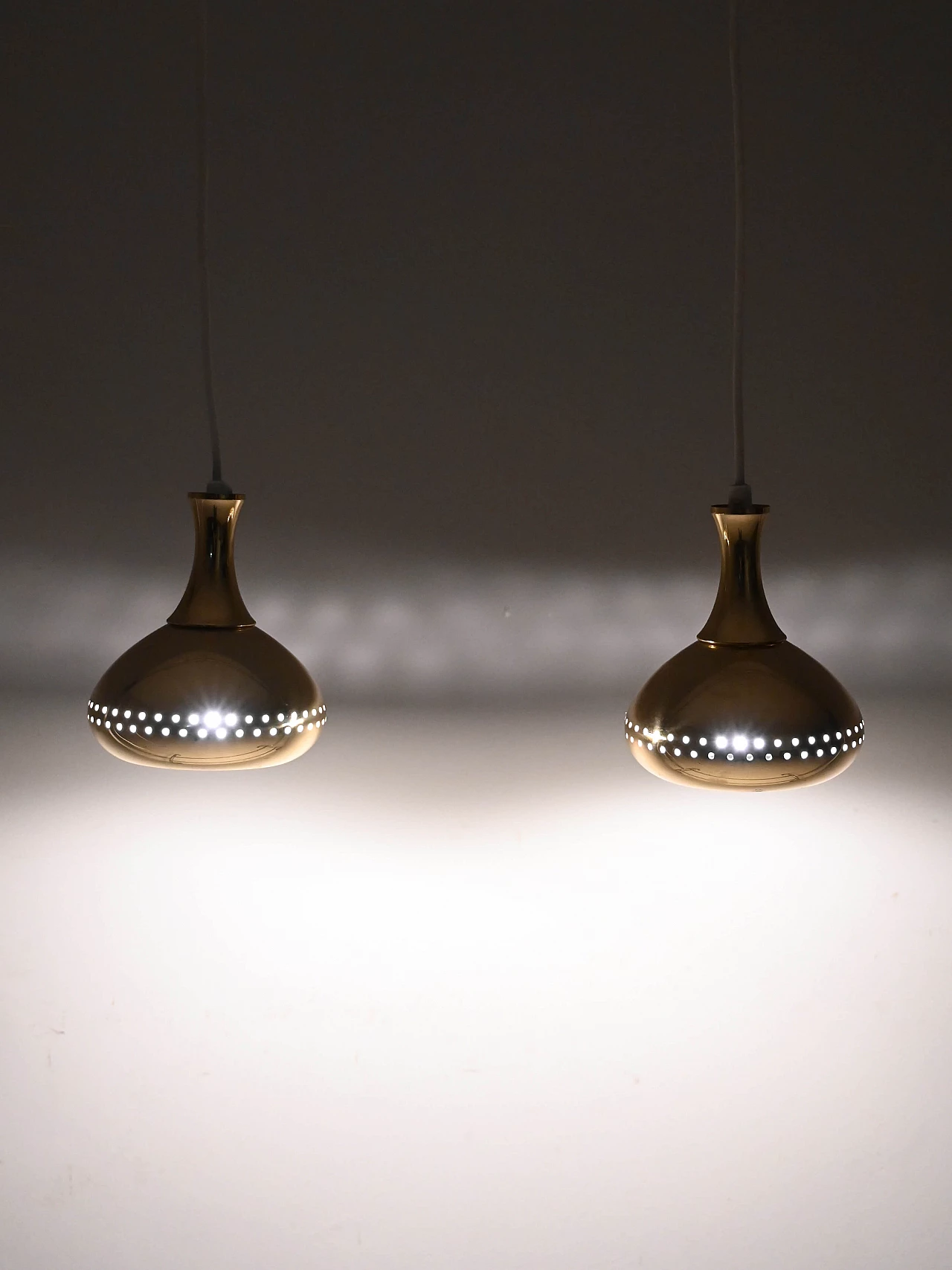Pair of brass pendant lamps by Hans-Agne Jakobsson for Markaryd, 1950s 9