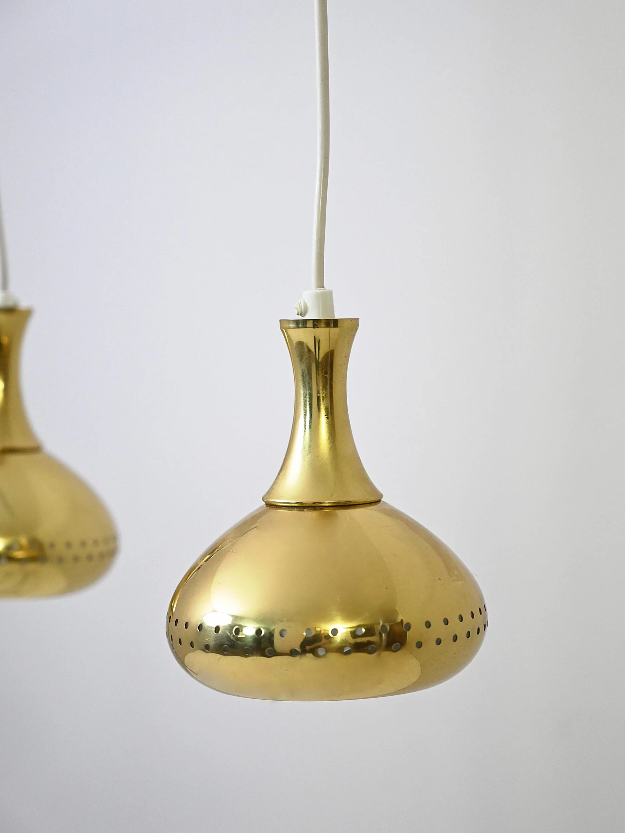 Pair of brass pendant lamps by Hans-Agne Jakobsson for Markaryd, 1950s 10