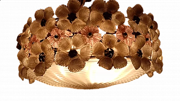 Plafoniera con fiori in vetro di Murano di Barovier & Toso, anni '50