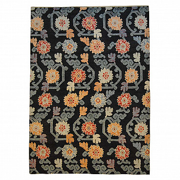 Tibetan-inspired floral Afghan rug, 2022