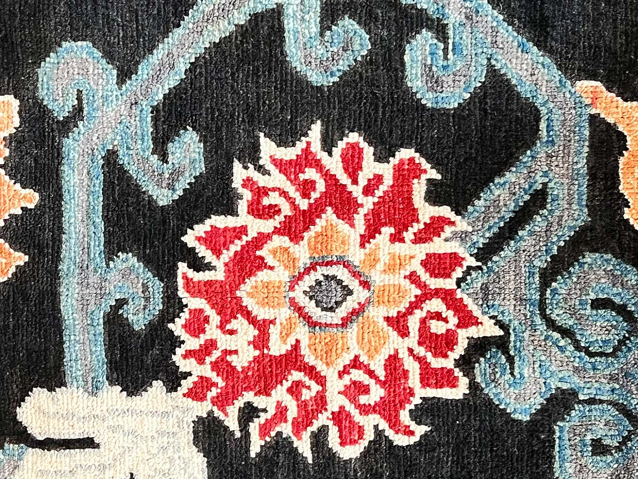 Tibetan-inspired floral Afghan rug, 2022 2
