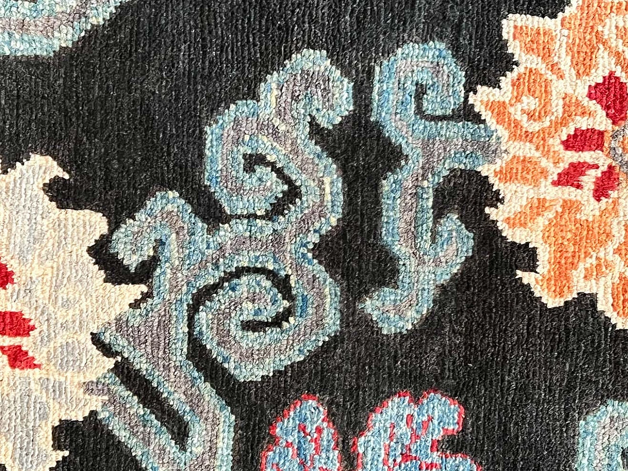 Tibetan-inspired floral Afghan rug, 2022 3