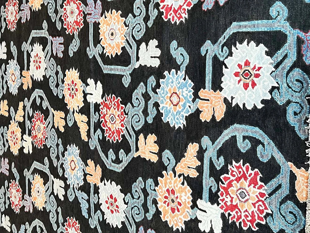 Tibetan-inspired floral Afghan rug, 2022 4