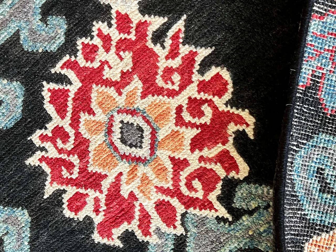 Tibetan-inspired floral Afghan rug, 2022 6