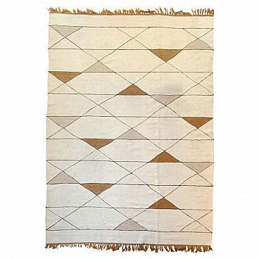 Tappeto Kilim geometrico in lana, anni '70