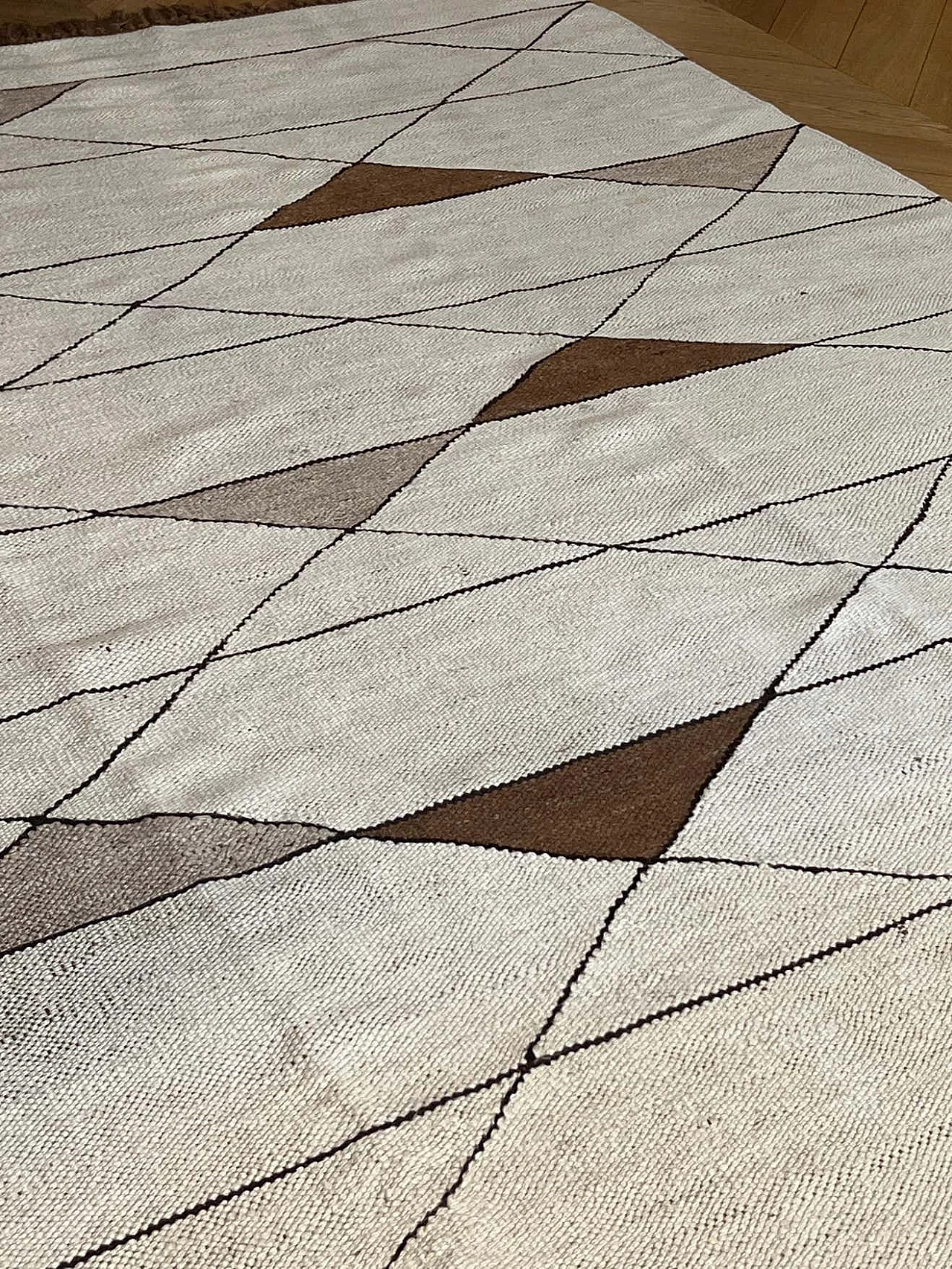 Tappeto Kilim geometrico in lana, anni '70 2