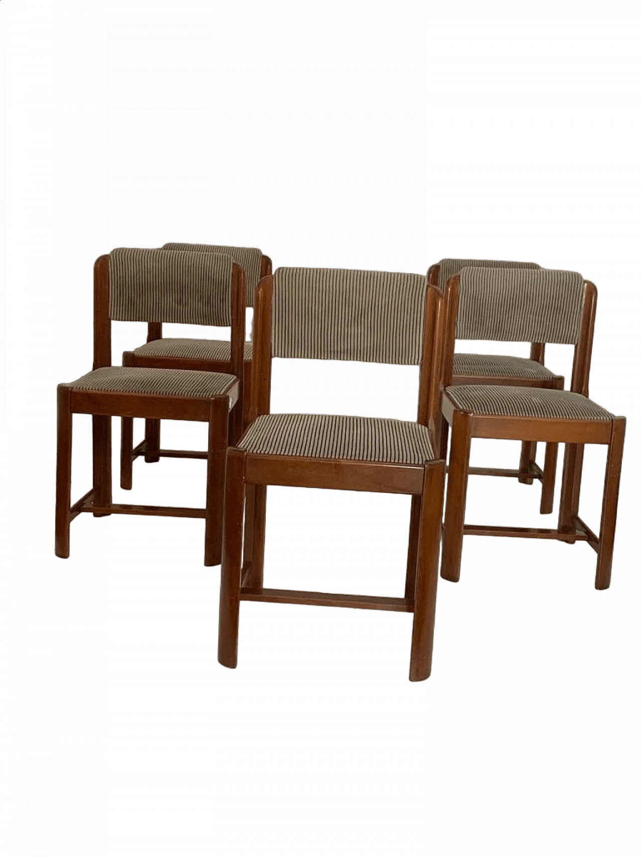 5 Walnut and beech chairs, 1970s 10