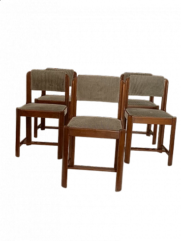 5 Walnut and beech chairs, 1970s