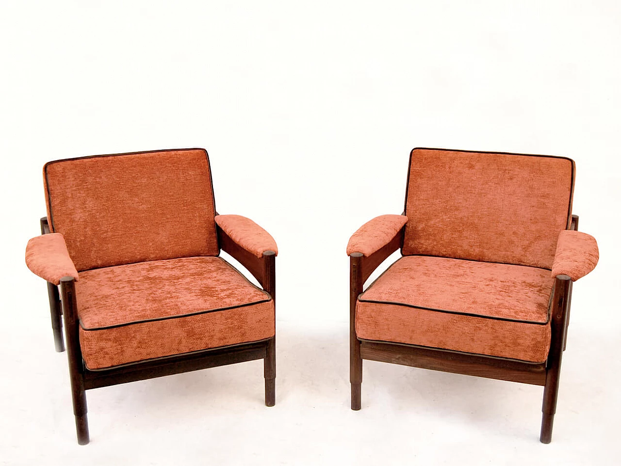Pair of Danish armchairs with teak frame, 1950s 1