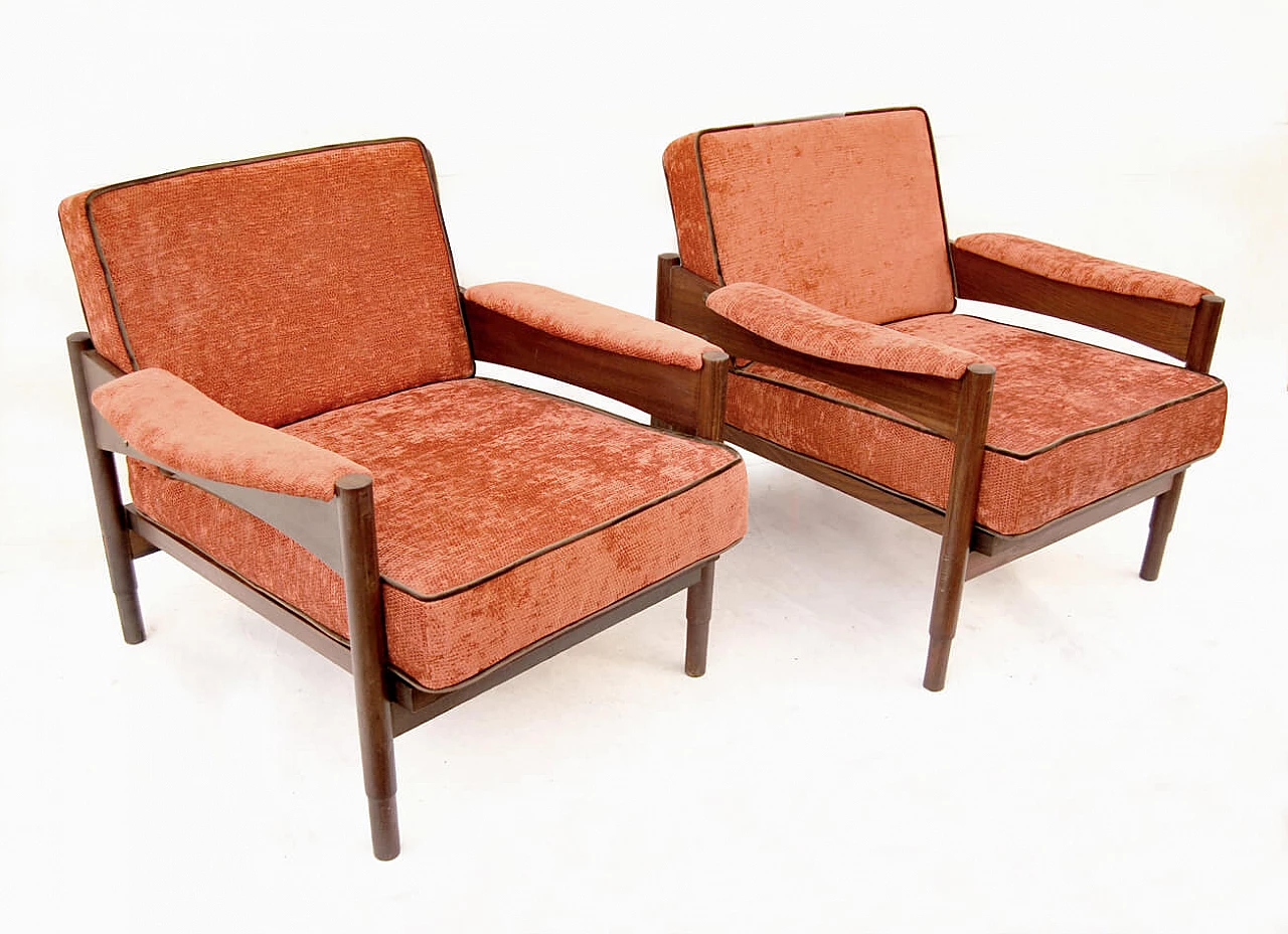 Pair of Danish armchairs with teak frame, 1950s 2