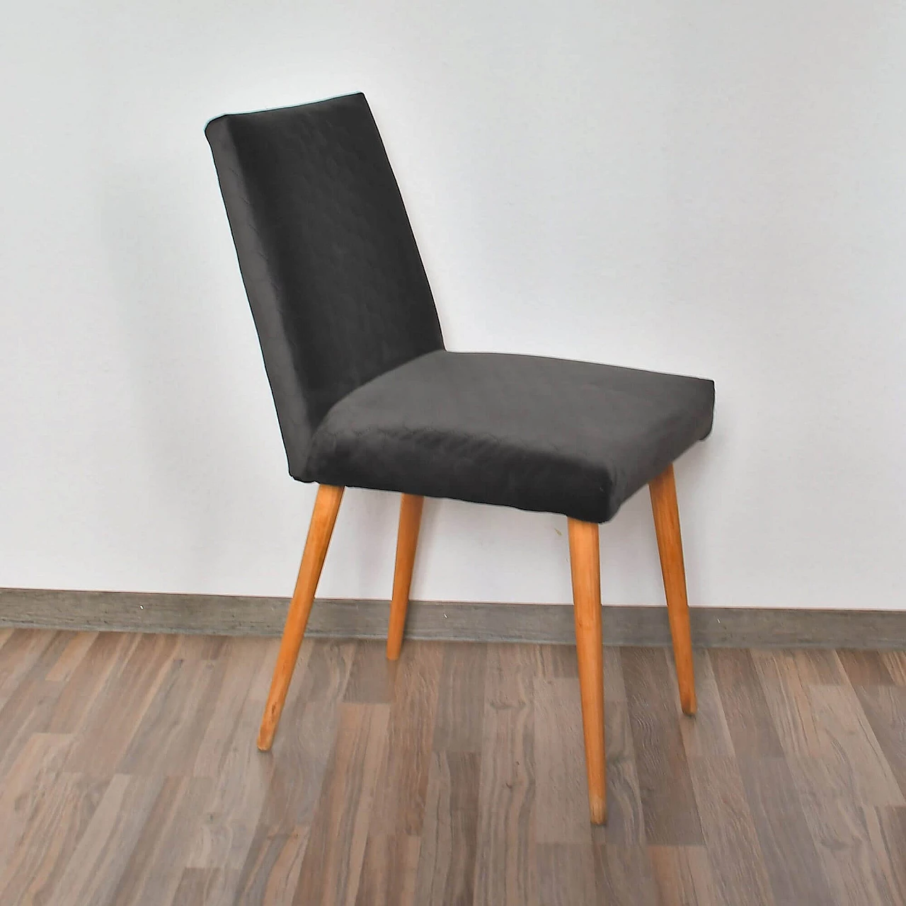Grey upholstered beech chair 200-244 for Słupskie Fabryki Mebli, 1970s 1