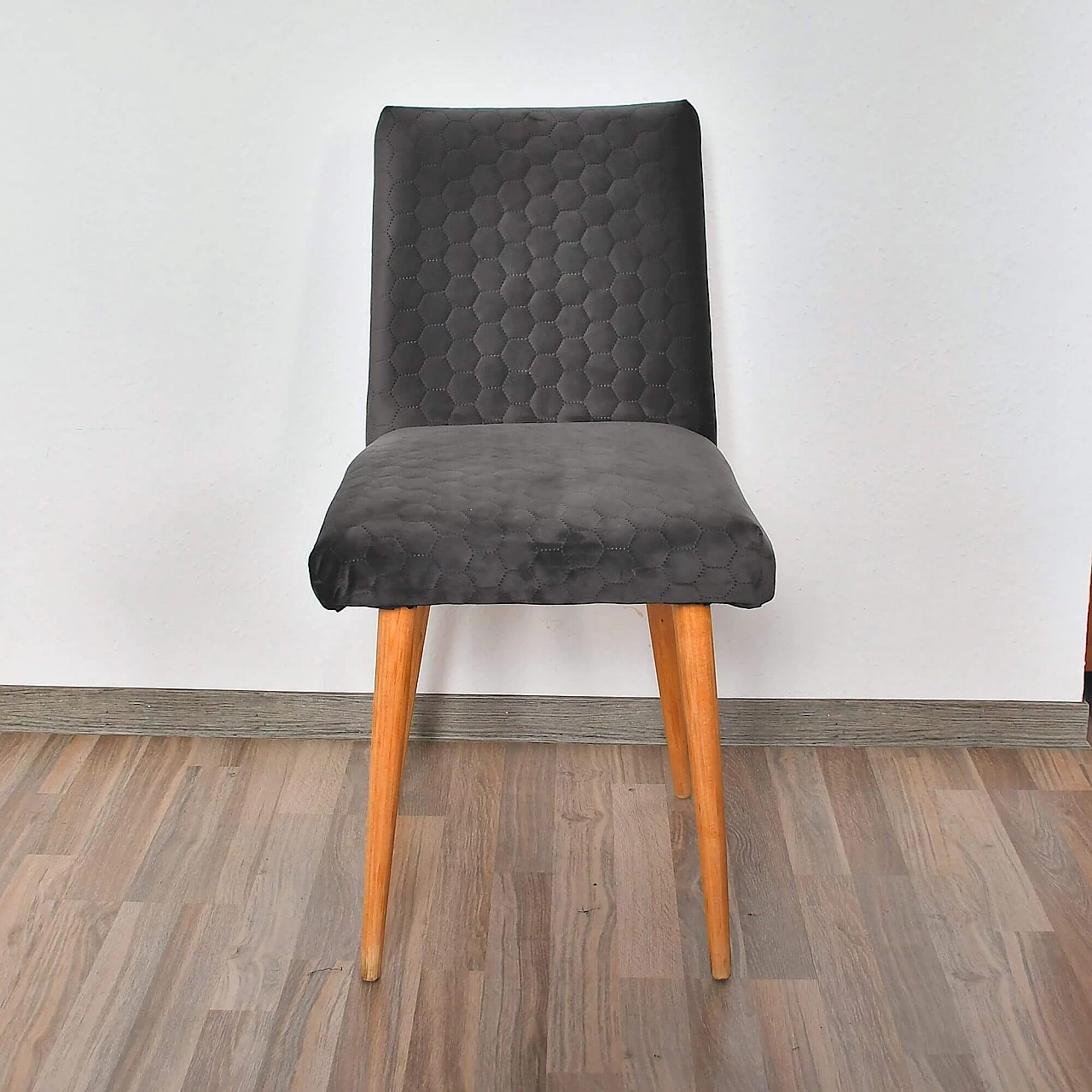 Grey upholstered beech chair 200-244 for Słupskie Fabryki Mebli, 1970s 3