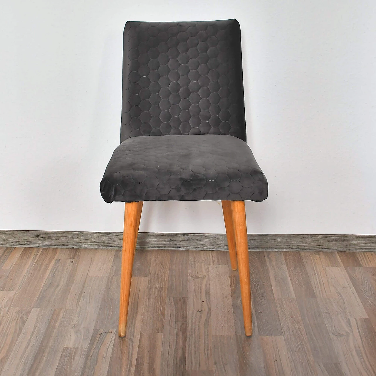 Grey upholstered beech chair 200-244 for Słupskie Fabryki Mebli, 1970s 4