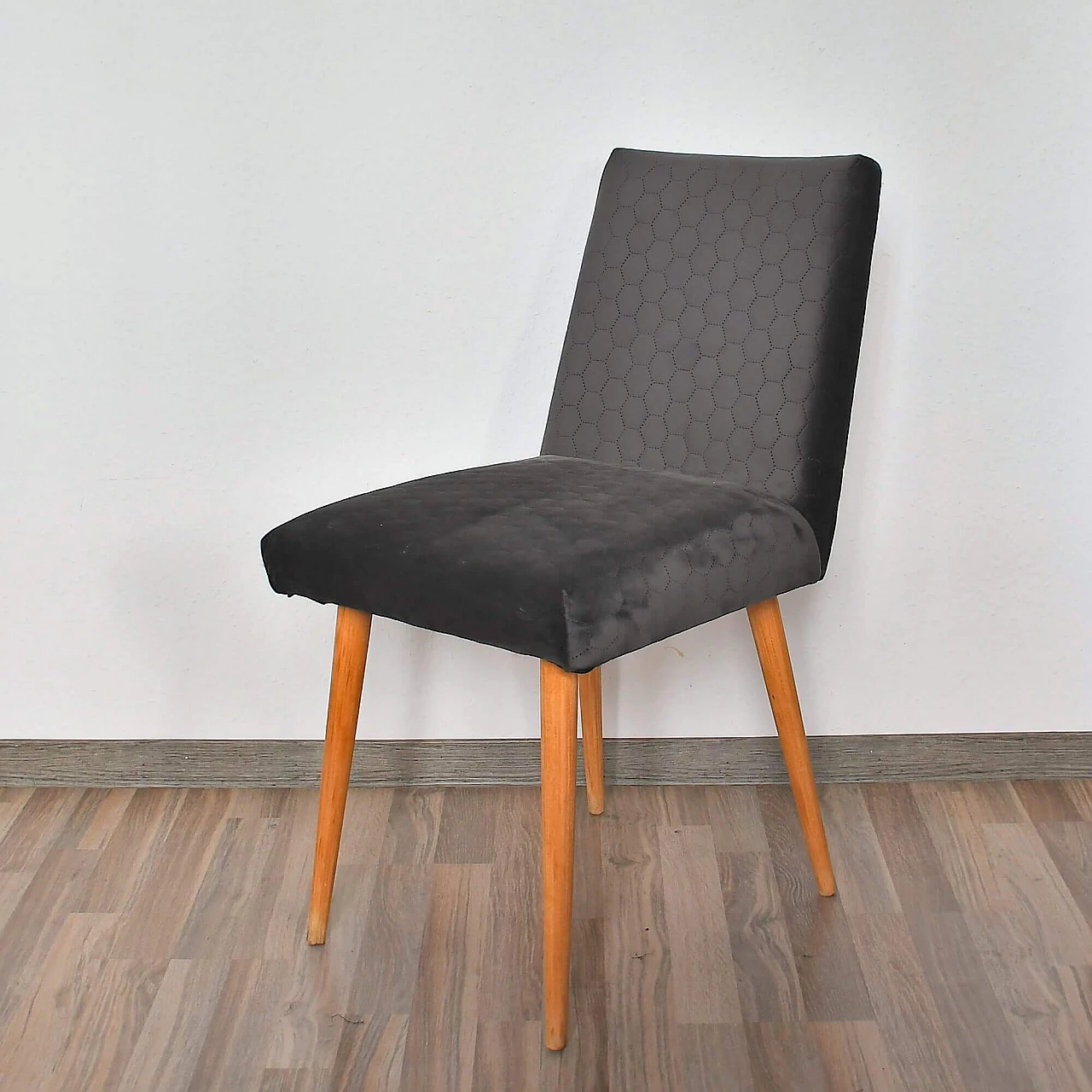 Grey upholstered beech chair 200-244 for Słupskie Fabryki Mebli, 1970s 5