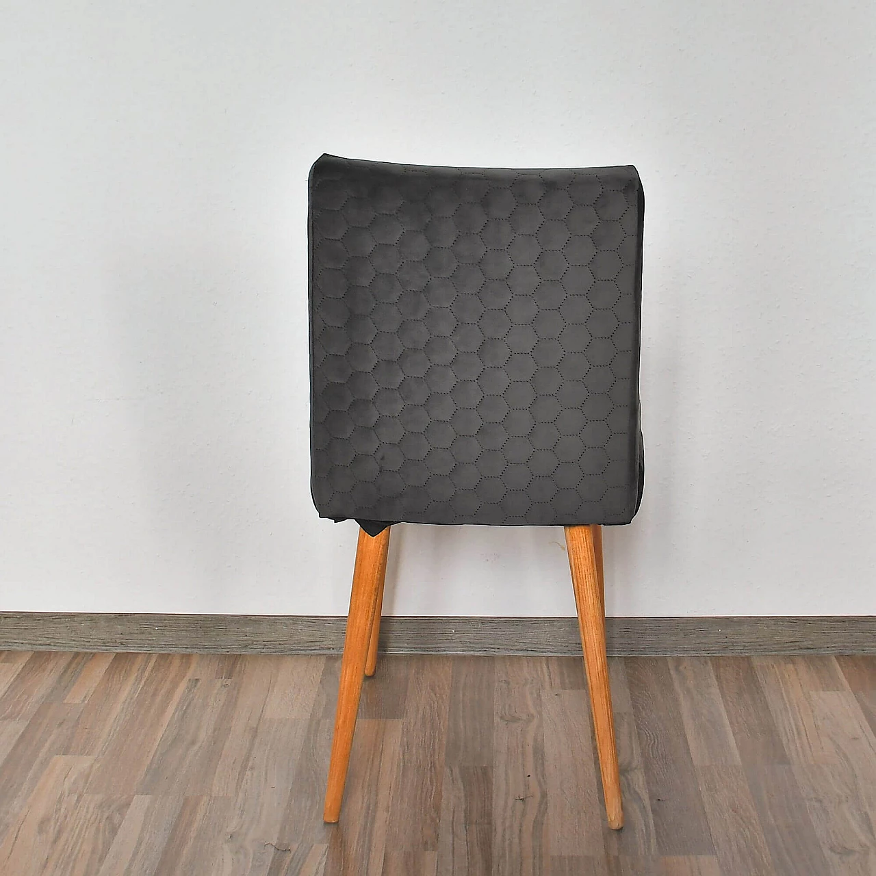 Grey upholstered beech chair 200-244 for Słupskie Fabryki Mebli, 1970s 7