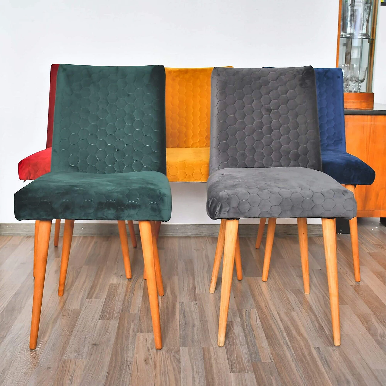 Grey upholstered beech chair 200-244 for Słupskie Fabryki Mebli, 1970s 10