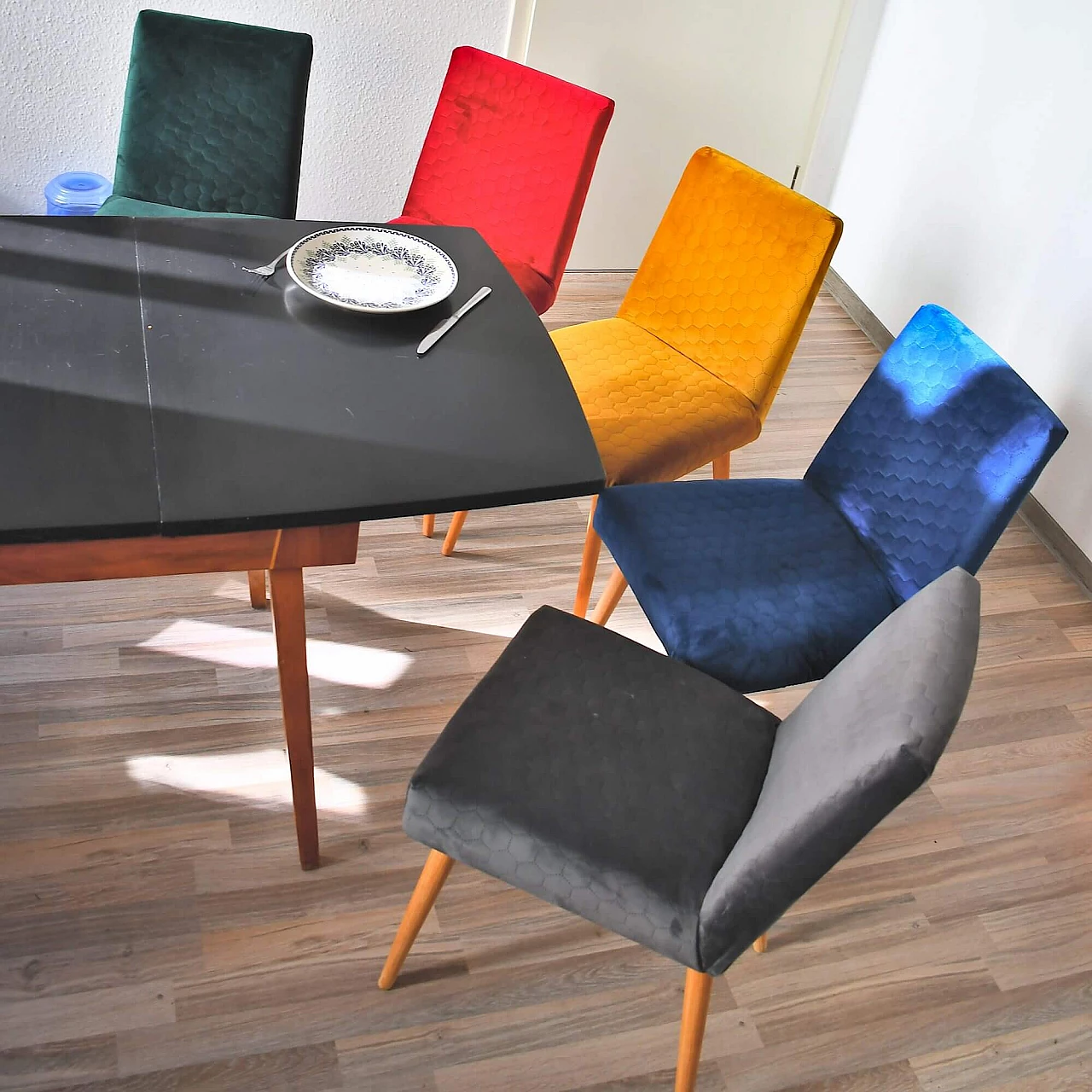 Grey upholstered beech chair 200-244 for Słupskie Fabryki Mebli, 1970s 12