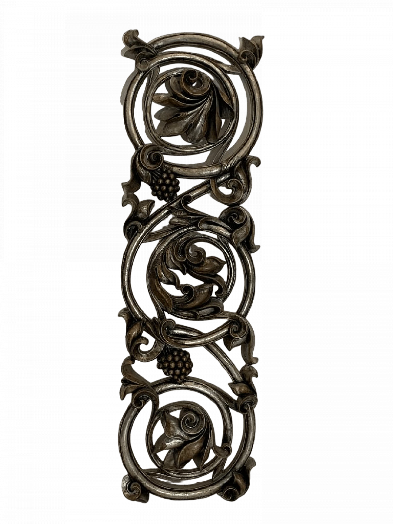 Baroque carved resin panel with metal leaves, 1990s 12