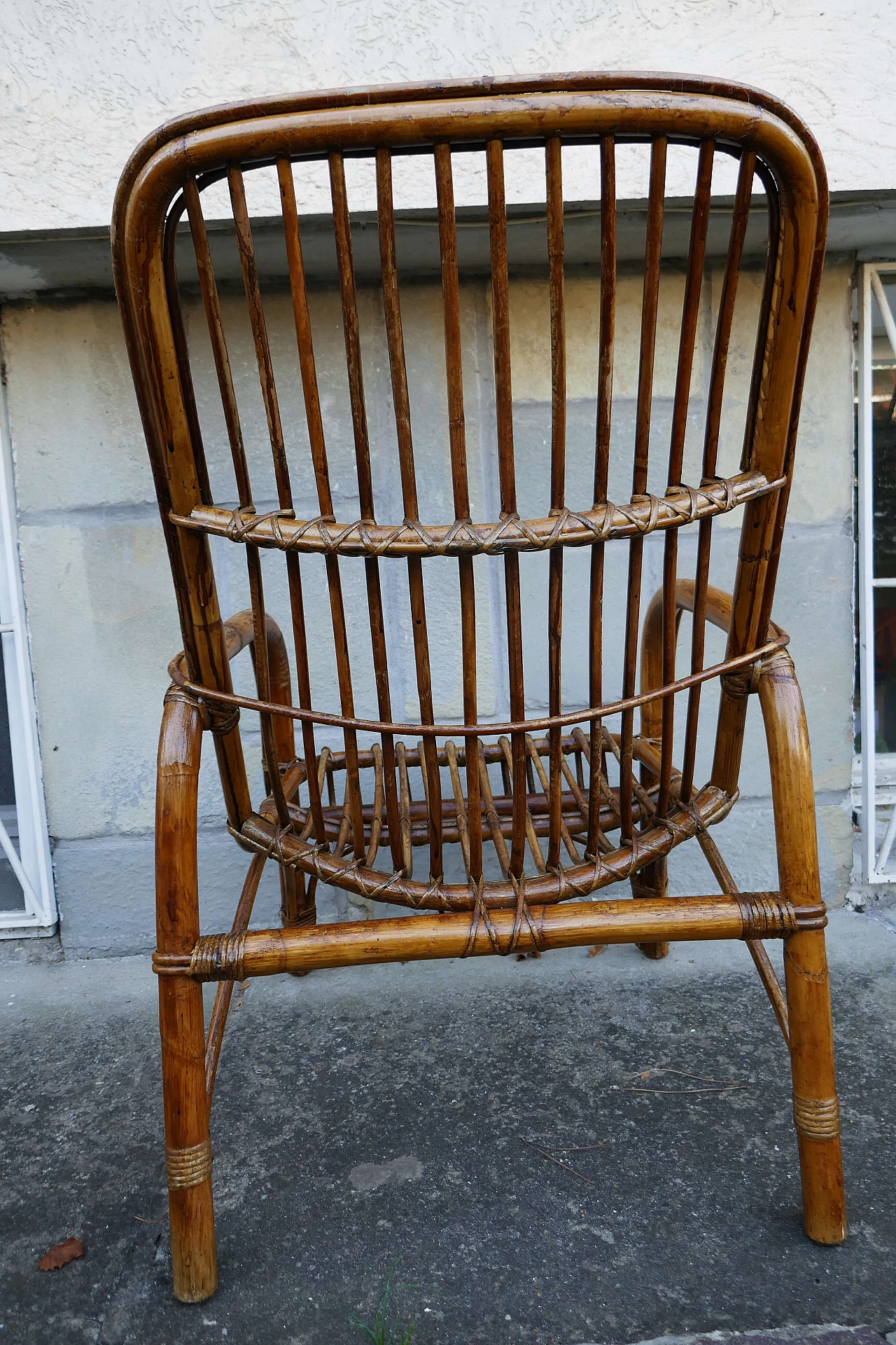 Poltrona in midollino e bambù, anni '70 3