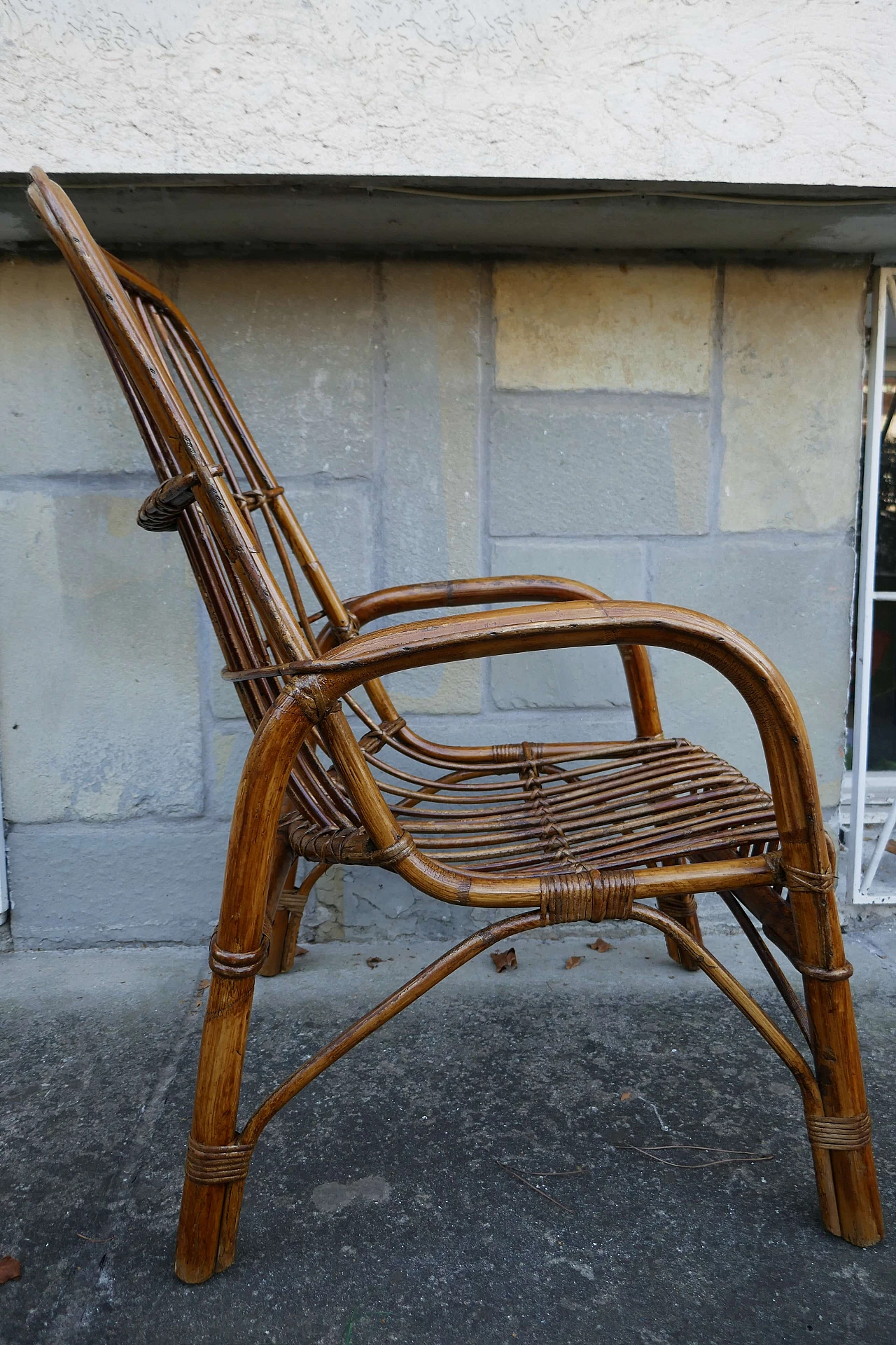 Poltrona in midollino e bambù, anni '70 5