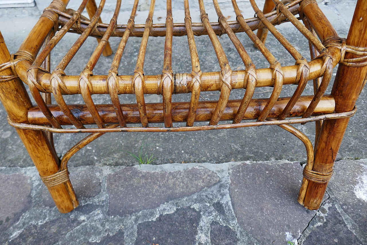 Wicker and bamboo armchair, 1970s 8
