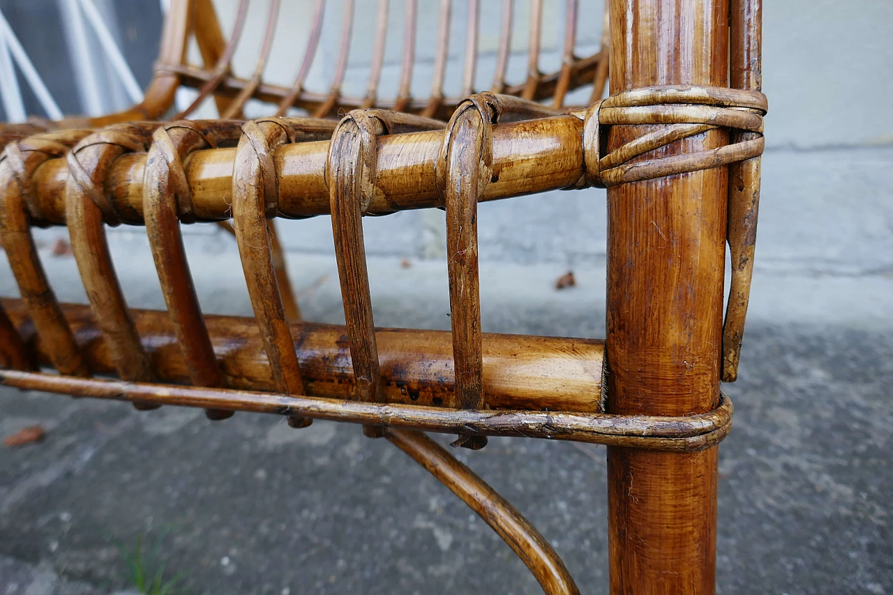 Poltrona in midollino e bambù, anni '70 10