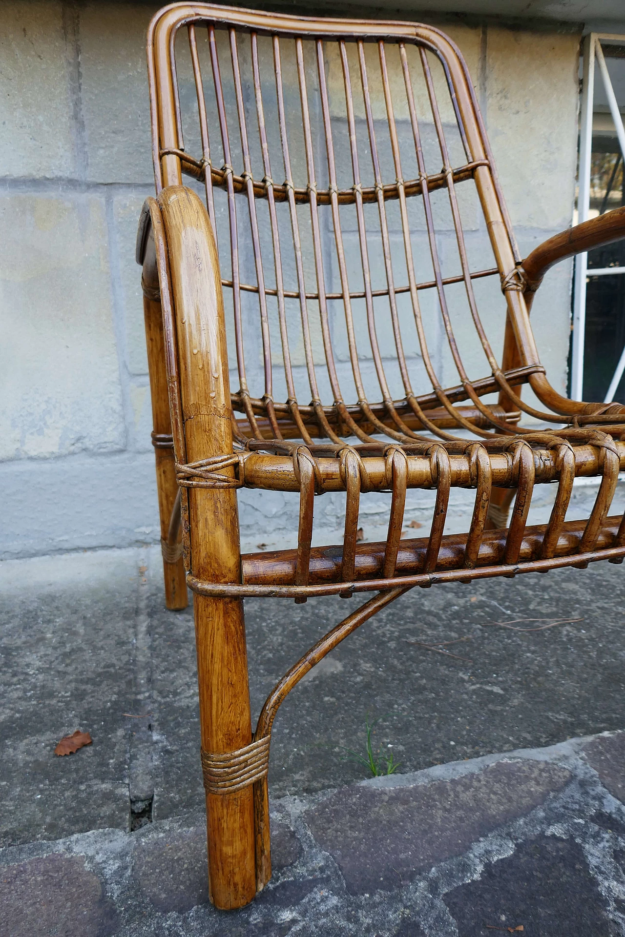 Wicker and bamboo armchair, 1970s 11
